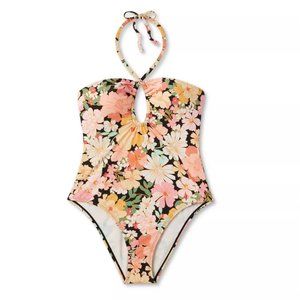 NWT Women's Halter Keyhole Bandeau One Piece Swimsuit - Shade & Shore - Small